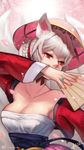 animal_ears cleavage crusaders_quest kitsune kitsune_yeowoodong no_bra signed squidsmith tail 
