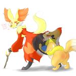  2016 anthro anus backsash big_butt black_nose blush butt canine cunnilingus delphox dialogue digital_media_(artwork) duo english_text eyes_closed female female/female feral fire floatzel fox fur hair inner_ear_fluff looking_back mammal mustelid nintendo open_mouth oral pok&eacute;mon pussy red_eyes saliva sex simple_background smile spread_legs spreading text toes tongue tongue_out vaginal video_games white_background 