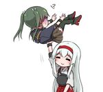  2girls closed_eyes ifpark_(ifpark.com) kantai_collection lifting_person multiple_girls remodel_(kantai_collection) shoukaku_(kantai_collection) simple_background smile white_background zuikaku_(kantai_collection) 