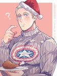  ? blonde_hair blue_eyes hat jo_(artist) male_focus marvel santa_hat solo steve_rogers sweater turkey_leg 