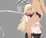  1_girl areolae atago_(kantai_collection) blonde_hair blush breasts cum decensored ejaculation femdom gloves green_eyes hand_on_head inverted_nipples kantai_collection large_areolae large_breasts long_hair male_pubic_hair nipples pantyhose penis ponkotta prostate prostate_massage pubic_hair uncensored x-ray 