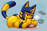  after_sex animal_crossing ankha annoyed anthro areola big_breasts black_nose blue_background blue_eyes blue_fur blue_hair breast_squish breasts breath cat cum cum_on_stomach cum_string duo english_text erect_nipples eyelashes faceless_male feline female fur hair hand_on_breast humanoid_penis male male/female mammal nintendo nipples nude open_mouth penis sex simple_background slightly_chubby solo_focus speech_bubble teckworks teeth text titfuck video_games yellow_fur 
