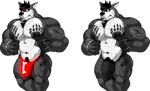  2016 abs anthro balls beard biceps big_muscles big_nipple big_penis bulge butch_(cursedmarked) canine clothing cursedmarked facial_hair fur hair humanoid_penis male mammal muscular muscular_male nipples nude pecs penis red_eyes solo surprise tattoo teeth thong underwear video_games white_fur 