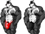  2016 abs anthro areola balls beard biceps big_areola big_muscles big_nipple big_penis bulge butch_(cursedmarked) canine clothing cursedmarked facial_hair fur glowing goatee hair hairy humanoid_penis long_foreskin male mammal muscular muscular_male nipples nude pecs penis pubes red_eyes smile solo tattoo thong uncut underwear video_games white_fur 