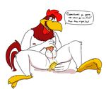  anthro anus avian balls bird butter chicken corn dialogue foghorn_leghorn front_view improvised_dildo improvised_sex_toy looney_tunes lube masturbation nipples nude one_leg_up open_mouth penis perineum sitting skoogers speech_bubble spread_legs spreading talking_to_viewer warner_brothers 