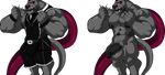  2016 abs angry anthro balls biceps big_muscles big_nipple big_penis bulge canine clothing cursedmarked fist fur glowing glowing_eyes humanoid_penis male mammal menacing muscular muscular_male nipples nude open_mouth pecs penis solo standing teeth tentacles video_games waffle_(character) wristband 