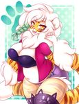  2016 anthro big_breasts breasts buxbi_(character) clothed clothing feline female fur hair hi_res legwear long_hair looking_at_viewer mammal navel open_mouth orange_fur smile solo stockings stripes teeth thescarletdevil thick_thighs thigh_highs tiger tongue voluptuous white_hair wide_hips yellow_eyes 