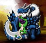  2016 alternate_color anthro anthro_on_feral anthrofied anus barbed_penis bestiality black_claws blue_eyes blue_scales blue_sclera breasts breloom butt claws clitoris duo female feral fur green_skin grey_horn grey_scales hi_res interspecies male male/female nintendo nude open_mouth outside penis pok&eacute;mon pok&eacute;morph precum purple_penis pussy red_claws scales sephrendemon shiny_pok&eacute;mon side_boob sitting smile spikes toe_claws tongue tyrantrum upside_down video_games white_eyes white_fur white_scales white_skin 