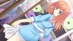  ass blue_eyes bluette_nicolette_planquette blush character_request dutch_angle eyebrows eyebrows_visible_through_hair game_cg highres holding indoors legs long_sleeves looking_back mirror nishimata_aoi orange_hair otome_riron_to_sonogo_no_shuuhen:_belle_&eacute;poque otome_riron_to_sonogo_no_shuuhen:_belle_ã©poque parted_lips short_hair shorts side_ponytail solo standing suzuhira_hiro thighs 