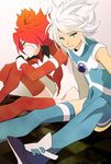  bad_id bad_pixiv_id blue_eyes bottomless highres inazuma_eleven inazuma_eleven_(series) multiple_boys nagumo_haruya potti-p red_hair shoes sneakers suzuno_fuusuke thighhighs white_hair yellow_eyes 