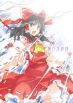  black_hair bow detached_sleeves hair_bow hakurei_reimu short_hair solo touhou zero_saber 