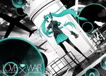  aircraft airplane aqua_eyes aqua_hair bad_id bad_pixiv_id bird gloves hatsune_miku koi_wa_sensou_(vocaloid) long_hair megaphone necktie pantyhose solo twintails usi vocaloid 