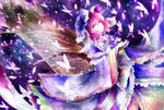  bug butterfly cherry_blossoms colorful hat insect japanese_clothes kazu_(muchuukai) pink_eyes pink_hair saigyouji_yuyuko solo standing touhou tree 
