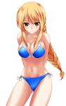  agrias_oaks bikini blonde_hair braid brown_eyes final_fantasy final_fantasy_tactics leaning_forward long_hair nishiumi_yuuta solo swimsuit 