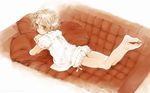  barefoot bloomers copyright_request couch feet highres legs long_legs lying on_stomach ooyari_ashito soles solo thighs toes underwear wallpaper 