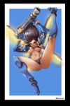  :| armor armored_boots armpits ass bad_id bad_pixiv_id bangs bikini black_bikini black_border black_hair blue_background boots border braid breasts breasts_apart brown_eyes closed_mouth dark_skin eye_of_horus facial_mark facial_tattoo floating_hair full_body gauntlets greaves groin gun hair_ornament hair_tubes hips holding holding_gun holding_weapon jetpack kneepits large_breasts leg_up looking_at_viewer navel notte overwatch pauldrons pharah_(overwatch) rocket_launcher serious shoulder_pads sidelocks simple_background solo spread_legs string_bikini swept_bangs swimsuit tattoo thrusters twin_braids twitter_username underboob v-shaped_eyebrows weapon white_border 