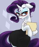  2016 absurd_res blue_eyes clothed clothing equine eyelashes eyeshadow eyewear female friendship_is_magic glasses hair half-closed_eyes hi_res hooves horn kinkypinkie lipstick long_hair looking_at_viewer makeup mammal my_little_pony purple_hair rarity_(mlp) smile solo unicorn 