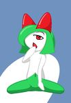  anus female green_hair hair humanoid kirlia lil_scooter56 navel nintendo open_mouth pok&eacute;mon presenting presenting_pussy pussy red_eyes simple_background solo video_games 