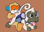  anal animal_crossing black_eyes bottomless brown_background clothed clothing deli_(animal_crossing) duo machv99 male male/male mammal monkey nintendo oral primate rimming semi-anthro sex simon_(animal_crossing) simple_background tongue tongue_out video_games 