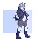  anthro bulge canine clothing dog husky male mammal roy_arashi shirt simple_background solo underwear 