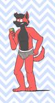  anthro barefoot briefs canine cellphone clothed clothing flat_colors front_view heyitscousindave male mammal phone selfie smile solo standing topless underwear wolf 