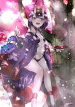  :d absurdres ankle_ribbon barefoot barefoot_sandals black_hair bob_cut breasts cherry_blossoms cup fang fate/grand_order fate_(series) gourd highres horns in_tree japanese_clothes kimono midriff navel off_shoulder ohtanian oni open_mouth pale_skin purple_eyes ribbon sakazuki short_hair shuten_douji_(fate/grand_order) signature sitting sitting_in_tree sketch small_breasts smile solo tree 