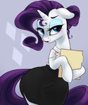 2016 absurd_res blue_eyes clothed clothing equine eyelashes eyeshadow female friendship_is_magic hair half-closed_eyes hi_res hooves horn kinkypinkie lipstick long_hair looking_at_viewer makeup mammal my_little_pony purple_hair rarity_(mlp) smile solo unicorn 