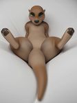  3d_(artwork) animated anthro digital_media_(artwork) female kazzypoof looking_at_viewer mammal mustelid nude otter paws simple_background solo thick_thighs wide_hips 