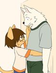  2016 age_difference blush canine child cub duo feline male mammal manmosu_marimo shota_feline_(marimo) size_difference standing white_canine_(marimo) young 