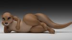  3d_(artwork) animated anthro digital_media_(artwork) draw_me_like_one_of_your_french_girls female half-closed_eyes kazzypoof looking_at_viewer mammal mustelid nude otter seductive simple_background solo thick_thighs wide_hips 