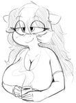  2016 anthro beverage big_breasts breasts clothed clothing coffee earth_pony equine female food friendship_is_magic hair horse mammal mcsweezy my_little_pony pony sketch smile solo tired 