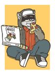  anthro avian canine clothed clothing cousin_dave eating food hat heyitscousindave hoodie male mammal pizza sitting slightly_chubby solo tagme wolf 