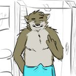  anthro bulge canine clothed clothing cousin_dave fur heyitscousindave looking_at_viewer male mammal navel slightly_chubby solo standing tagme topless towel wolf 