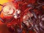  blonde_hair bunny_ears choker clenched_teeth dress eyes_closed futanari guignol_faust mikoyan mole monster nipples penis rape restrained taimanin_asagi_battle_arena tentacle 