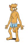  anthro boxer_briefs bulge cat clothed clothing feline hair heyitscousindave male mammal oliver_(heyitscousindave) simple_background solo tagme topless underwear 