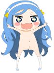  +_+ 10s 1girl :3 :d blue_eyes blue_hair blush blush_stickers chibi female flat_chest hair_ornament hairband happy himouto!_umaru-chan long_hair navel no_nipples nude open_mouth outstretched_arms pussy shoes simple_background smile solo spread_arms standing symbol-shaped_pupils tachibana_sylphynford thighhighs uncensored utamaru_(arufa) wavy_hair white_background white_legwear 