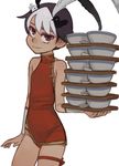  bird black_eyes black_hair bowl chinese_clothes feather female feng_(skullgirls) red_panties short_hair simple_background skullgirls smile solo two-tone_hair white_background white_hair 