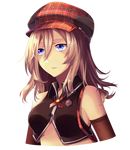  alisa_ilinichina_amiella bad_id bad_pixiv_id beret blue_eyes breasts checkered checkered_hat god_eater hat highres large_breasts long_hair silver_hair solo sonene transparent_background upper_body 