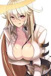 breast_hold breasts cleavage gloves guilty_gear guilty_gear_xrd halo heart heart-shaped_pupils highres jack-o'_valentine large_breasts long_hair otsumami_(otsu-mugi) red_eyes solo symbol-shaped_pupils white_hair 