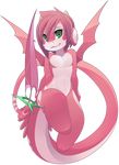  alpha_channel ambiguous_gender anthro cyan_eyes dragon hair horn looking_at_viewer nude pink_hair ru_(rudragon) rudragon simple_background smile transparent_background wings yellow_sclera 