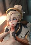  donaught looking_at_viewer mercy_(overwatch) overwatch penis ponytail pov uncensored 