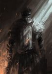  armor ashen_one_(dark_souls_3) bad_id bad_pixiv_id cowboy_shot dark_souls_iii embers fire full_armor helmet highres knight light_rays mobius_(suicideloli) plate_armor sketch solo souls_(from_software) standing 