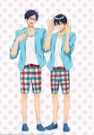  blue_hair free! glasses male_focus multiple_boys nanase_haruka_(free!) ryuugazaki_rei shorts 