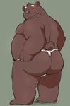  12beat13 anthro bear beat_you_(artist) big_butt blush butt clothing colored fundoshi green_background japanese_clothing male mammal simple_background solo underwear 