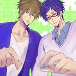  blue_hair free! glasses male_focus multiple_boys ryuugazaki_rei tachibana_makoto 