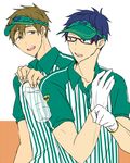  free! glasses gloves hat male_focus multiple_boys ryuugazaki_rei sweat tachibana_makoto uniform 