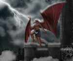  brooklyn_(gargoyles) disney gargoyles jandan kilt male raining solo storm tagme 