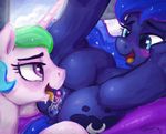  2016 anus clitoris cunnilingus cutie_mark dock duo equine eye_contact female female/female feral friendship_is_magic hair hi_res hooves horn horse incest mammal multicolored_hair my_little_pony open_mouth oral pony princess_celestia_(mlp) princess_luna_(mlp) pussy selenophile sex sibling sisters tongue tongue_out unicorn vaginal 