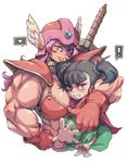  bikini_armor black_eyes black_hair blue_eyes dragon_quest dragon_quest_iii fighter_(dq3) multiple_girls muscle purple_hair scar soldier_(dq3) tears yuri 