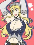  blonde_hair blue_eyes breasts goma_(gomasamune) huge_breasts iowa_(kantai_collection) kantai_collection lips long_hair navel nose parody sketch solo star star-shaped_pupils style_parody symbol-shaped_pupils 